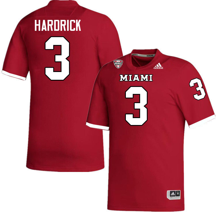 Miami University Redhawks #3 William Hardrick College Football Jerseys Stitched-Red